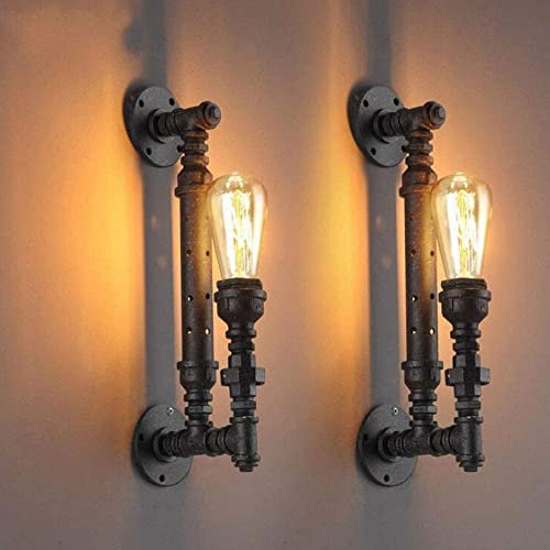 Jadssox Retro Industrielle Wandleuchte 2 Stück Wandleuchten Steampunk Wasserrohr Wandlampe, Antik Metall Rohr Stil Wandleuchten für Restaurant Bar Wohnzimmer Schlafzimmer
