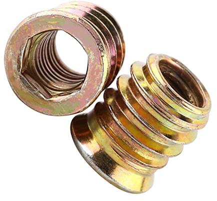 Sechskantmutter, Möbelschraube in Mutter, 20 Stück Kohlenstoffstahl-Innensechskant-Einsatzmuttern mit Gewinde, für Holzmöbelschrauben, Nietmuttern (M8*15mm)