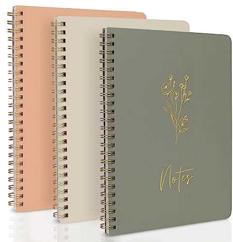ZICOTO Ästhetisches Spiralnotizbuch für Damen, niedliches College-Notizbuch, 20,3 x 15,2 cm, mit großen Taschen und linierten Seiten, perfektes Zubehör, um bei der Arbeit oder in der Schule