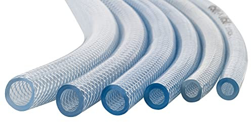 PVC Schlauch mit Gewebe Lebensmittelecht durchsichtig flexibel Druckluftschlauch Lebensmittelschlauch Wasserschlauch Luftschlauch (Innen Ø: 13,0 mm/Außen Ø: 19,0 mm)