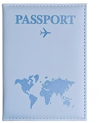 SamHeng Mappa Porta Passaporto, Portatile Universale Copertura del Passaporto per Donne Uomini, Pelle PU Aereo Portafoglio da Viaggio Portacarte per Carte di Credito Carte d'imbarc (Blu)