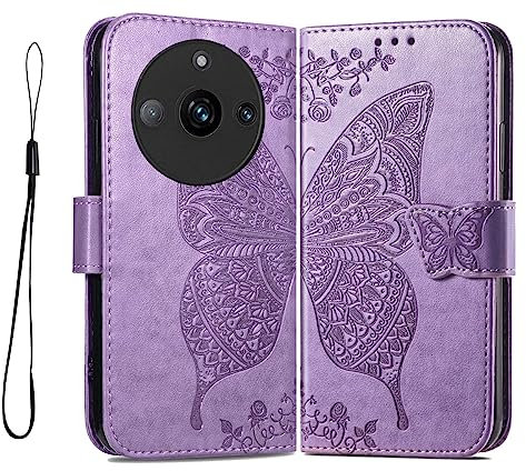 PEIYE Funda para Realme 11 Pro+ (Plus)/ Realme 11 Pro 5G, Cover de Cuero PU con Cáscara de TPU, Ranura para Tarjeta, Soporte Plegable, Cierre Magnético, Case Tapa Libro,Púrpura Claro