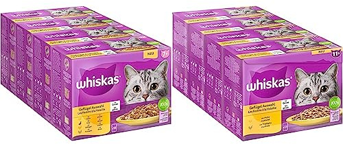 Whiskas 7+ Katzenfutter Geflügel Auswahl in Gelee & Senior 11+ Katzennassfutter Geflügel Auswahl in Gelee