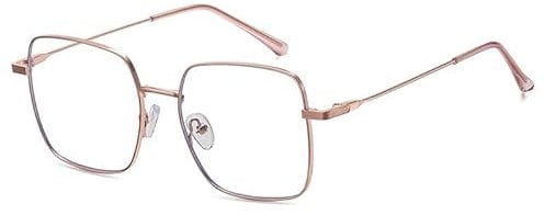 NOVESIXTDAT Anti Eye Strain Computer Readers Metal Square Reading Glasses Oversized Flat Light Mirror Anti Blue Light Eyewear (Color : Rose-gold, Size : +200)