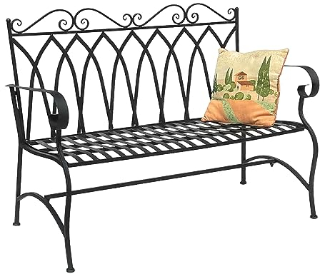 DanDiBo Gartenbank Metall 2 Sitzer Wetterfest Sitzbank Garten Bank Antik 18940 Dunkelbraun Metallbank 120 cm Eisenbank