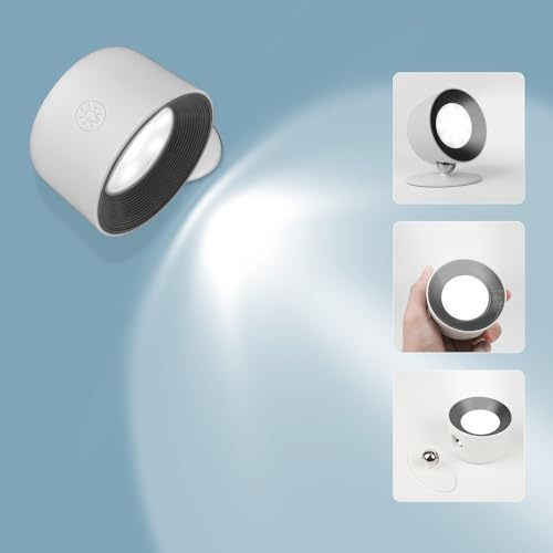 Auxmir LED Wandleuchte Innen, Wandlampe mit 2500mAh Akku, Nachtlicht 5 Helligkeiten 9 Farbe, Wandlichter Kabelos Touch Control und Fernbedienung, 360° Drehbar Lampe für Wohnzimmer Schlafzimmer, Weiß