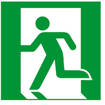 E001 - Notausgang links - Schild und Hinweisschild Flucht & Sicherheit - Größe wählbar