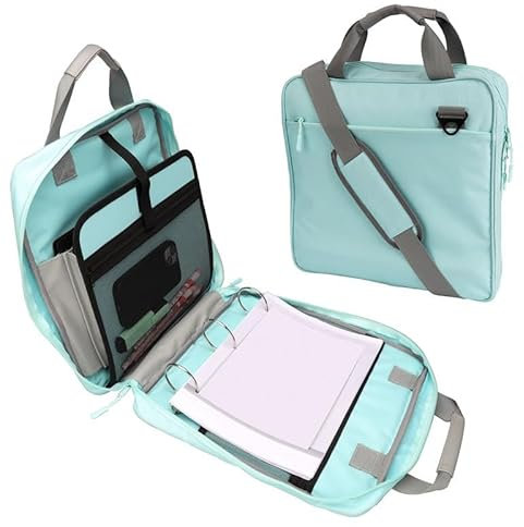 Belle Vous Schreibmappe A4 mit Reißverschluss – Ringbuch Konferenzmappe mit Schultergurt & Tablet-Fach – Dokumentenmappe für 400 Blatt – Business Ordner & Organizer – Blau