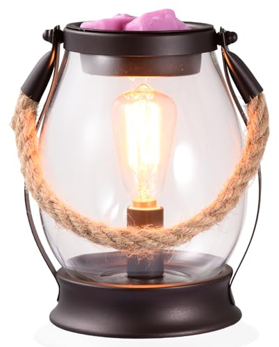 Dorephine Electric Wax Burners,Rustic Metal Oil Burner,Wax Melt Burner with 40W Edison Bulb for Home Décor (Lantern)