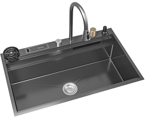 Fregadero Multifuncional Fregadero Cocina 1 Seno y Escurridor, Fregaderos Modernos para Cocina de Acero 1000 * 520Mm