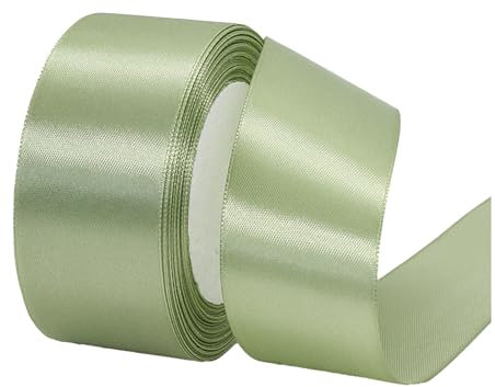 22m Satinband Geschenkband Salbei Grün 40mm Breit,Auto Seidenband Dick Schleifenband Satin Dekoband Geschenkverpackung Deko Band Stoffband für Halloween Weihnachten Hochzeit Taufe Geburtstag DIY