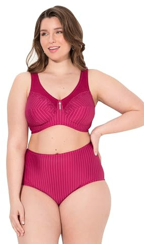 Ulla Popken Damen Entlastungs-BH, Ohne Bügel, Strassanhänger, Cup C - G BH, Fuchsia, 100F EU