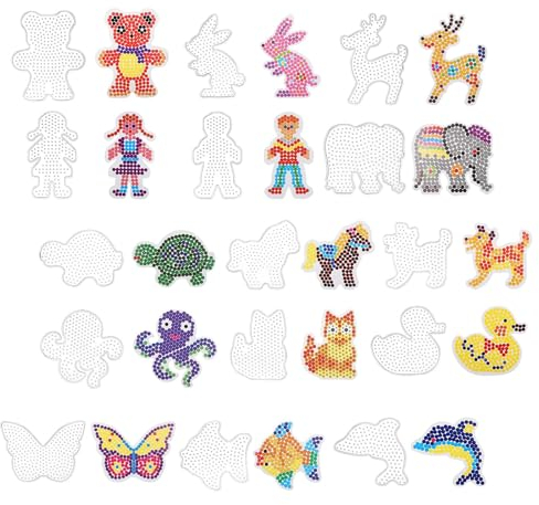 15 Stück Bügelperlen Platten,Tier Bügelperlen Vorlagen in Vielen Formen,Transparente Bügelperlen Schablonen für Kinder Geschenk Jungs Mädchen,5MM