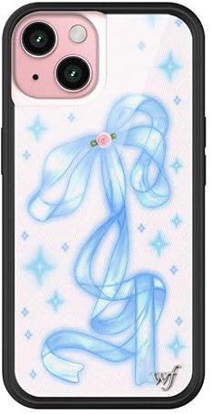 Wildflower Cases - Sparkle Girl Case Compatible with Apple iPhone 15 Band Rose Baby Blue Trendy Glitter Cute Protective Bumper 4ft Drop Test Certified Small