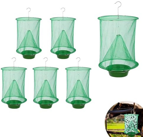 Voarge 6 pezzi trappola per mosche, gabbia per catcher della mosca delle mosche, superfici per mosche da pascolo riutilizzabili per fattoria familiare o esterna, parco, Ristoranti