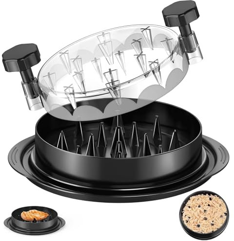 Hähnchenzerkleinerer,20CM Hühnerschredder mit Transparentem Deckel,Ergonomisches Design,Rutschfest, Fleischzerkleinerer für Hähnchenbrust,Schweinefleisch,Rindfleisch,Leicht zu Reinigen Hitzebeständig
