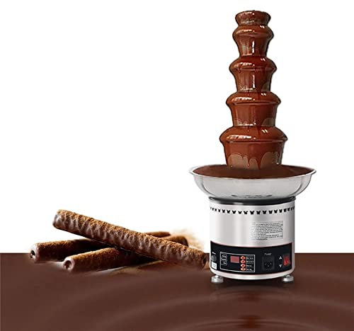 SPLIND Electric Chocolate Waterfall Fountain with Temperature Control, 4/5/6/7 Tiers Stainless Steel Sauce Melting Pot, Chocolate Melt Fountain Machine for Candy, Cheese, Birthday Celebration,5 Tier