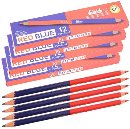 GBKDQQ 48er Pack Buntstift, Silbentrennstift Bicolor rot und blau, Spezieller Markierungsstift mit Doppelspitze, nicht löschbare Buntstifte Kann zum Plotten verwendet werden
