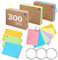 Siumir 300 PCS Flash Cards, Double-Sided Printing, A7 Revision Cards with Kraft Cover and Loose-Leaf Ring, Six-Color Ruled Index Cards Paper for Office&Home&School（4.1 * 3inch）