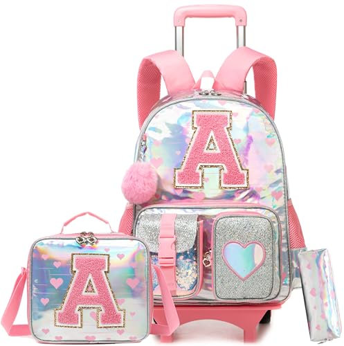 HTgroce Schulranzen mit Rollen f체r M채dchen, Kinderrucksack mit Rollen Trolley Schulrucksack f체r M채dchen,Schultrolley Rucks채cke