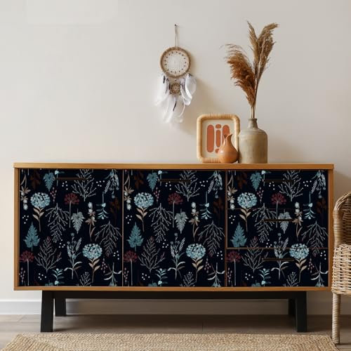 Alwayspon Papel pintado autoadhesivo de vinilo, papel adhesivo azul para despegar y pegar, calcomanía extraíble impermeable para muebles, decoración de cajones, armarios