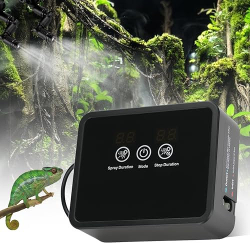 Humidificador de aire para reptiles, sistema de aspersión inteligente de terrario, sistema inteligente de reptiles, atomizador automático con temporizador y boquillas de pulverización ajustables para