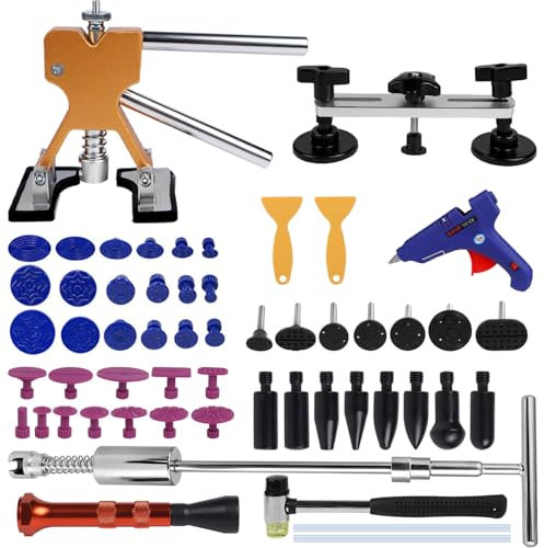 Sleeleece Ausbeulwerkzeug,66PCS Beulen Reparaturset Auto,Dellen Reparaturset Auto mit Gleithammer,Lackfreies Dellen Reparatur,Ausbeulreparatur-Set Kann 98% der Autodellen Reparieren
