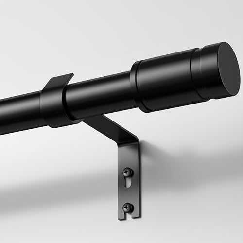 TRAROD 2Pcs Black Curtain Pole for Windows, 81-236 cm Curtain Poles Set with Brackets and Finials, 16mm Diamete Metal Window Curtain Rod, Easy Install Decorative Curtain Pole for Bedroom, Living Room