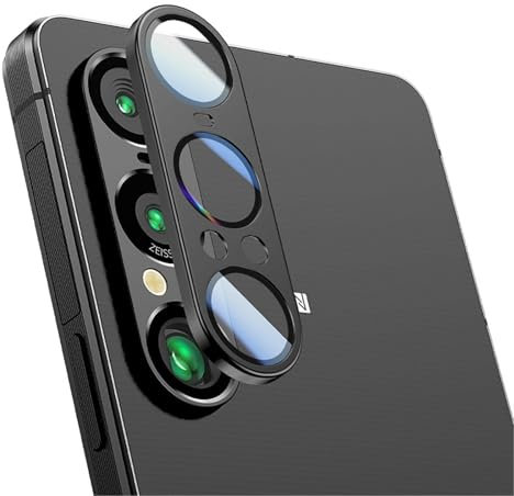 GIOPUEY [Kompletter Schutz Kameraschutz Kompatibel mit Sony Xperia 1 VII, [Doppelter Schutz] Metall Ring + Schutzglas, Kameraschutz - Black