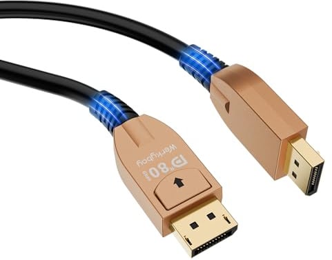 Werkybay 16K Displayport Kabel 1m,DP 2.1 Kabel,80Gbps VESA-zertifiziert [16K 10K@60Hz, 8K@120Hz,4K@240Hz] mit HDR, FreeSync,G-Sync,DSC 1.2a,HDCP, für PC, HDTV,Gaming Monitor,Grafik,Laptop