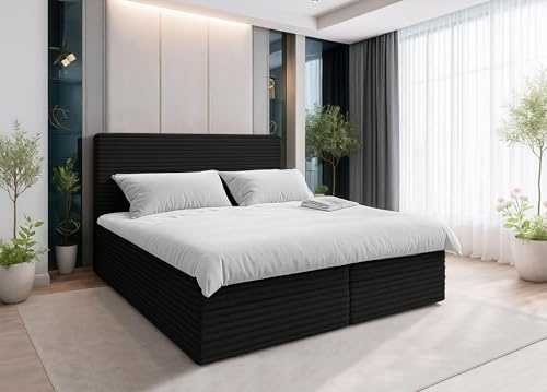 AXLIVING Sevdayla Boxspringbett mit Bettkasten 140x200 Bett Schwarz