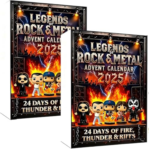 Legends of Rock & Metal Advent Calendar NEW 2025-24 Days Countdown Calendar with 2D Iconic Musical Character Collectibles, Suitable for Halloween and Christmas, Gifts for Rock & Metal Fans (2 PCS)