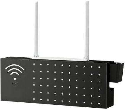 Cache routeur Wifi - 40 x 20 x 10 cm - Organiseur mural en acier au carbone - Support mural pour routeur électronique - Protection de prise de réseau - Pour salon, télévision, livre