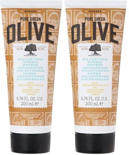 KORRES Olive Nährender Conditioner, Pflegespülung mit extra nativem Olivenöl, für intensive Feuchtigkeit & Pflege, vegan, 200 ml