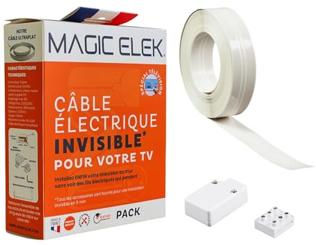 Cavo elettrico ultra piatto per Illuminare 2 m 230 V/16 A, filo/nastro elettrico invisibile che scompare sotto vernice, carta da parati, piastrelle, ecc. Niente più scivoli e saline a parete (2m)