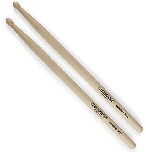 MUSIC STORE Marching Sticks MCS1, Marschtrommel Sticks, 420mm Länge, 18mm Durchmesser, Holz Tip, Extra Großer Kopf, Dynamisches Spielverhalten, Natur-Finish
