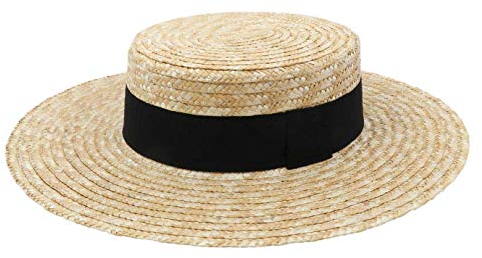 Classic Italy - Chapeau Paille Large Bord, Paille Finement tressée Homme ou Femme Canotier Large - Taille 55 cm