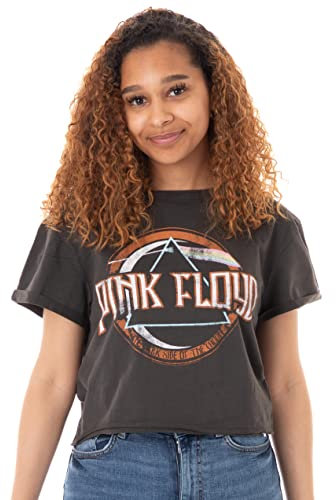 Amplified Pink Floyd On The Run Womens Charcoal Grey Cropped T-Shirt