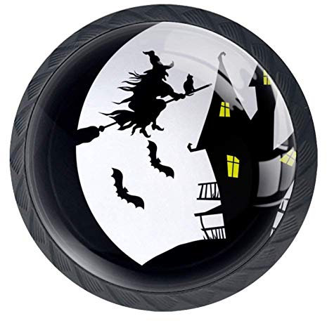 Halloween Witch Castle Moon Cabinet Door Knobs Handles Pulls Cupboard Handles Drawer Wardrobe 4pcs