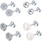 Epoch World 4 Paare Basic Damen Ohrringe 925 Sterling Silber Ohrringe mit Zirkonia Kristall Perlen Ohrstecker Set Kleine Kugel Ohrringe Stecker Ohrringe für Damen Frauen Mädchen