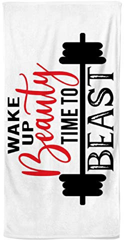 Power Towel das coole GYM Fitness & Sport-Handtuch mit Einer Botschaft | Verschiedene Motivations-Quotes| Größe 50 cm x 100 cm | POWERTOWEL Handtuch Mikrofaser Baumwolle (WAKE UP BEAUTY TIME TO BEAST)