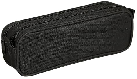 Clairefontaine 420024C - Grande Trousse Scolaire Rectangulaire 2 compartiments 23x7x8 cm, Noir