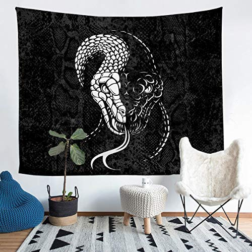 Schlange Wandbehang Yin Yang Tier Dekor Wandteppich 175x230cm für Kinder Boho Trippy Psychedelische Kunst Tapisserie Lebhaftes geometrisches Muster Tapestry