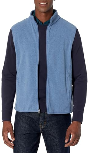 Amazon Essentials Herren Polarfleece-Weste mit durchgehendem Reißverschluss (erhältlich in Big & Tall), Blau Heide, L