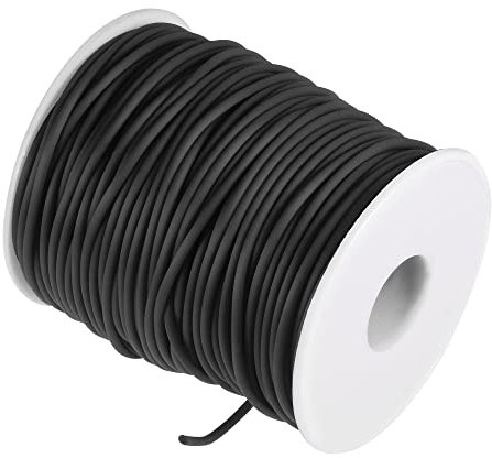 sourcing map Caucho Cordón 55 Yardas 2mm Diámetro 1,5mm Agujero Negro Hueco Tubería para Bricolaje Artesanía Fabricación