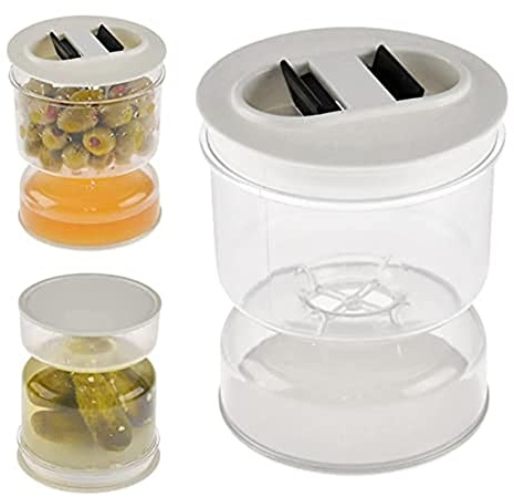 Ailovone pickle jar Pickle and Olive Hourglass Jar Dry and Wet Dispenser flip jar pickle container Pickle and Olives Jar Container with Strainer zum Einlegen, Versiegeln und Aufbewahren(1)