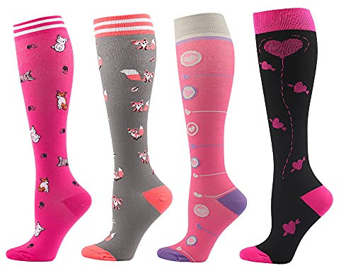 SSDH 4 Paires Chaussettes de Contention pour Femmes et Homme 20-30 mmHg, Bas de Contention, Chaussette de Compression pour le sport, la course, le cyclisme. (S/M, 05)