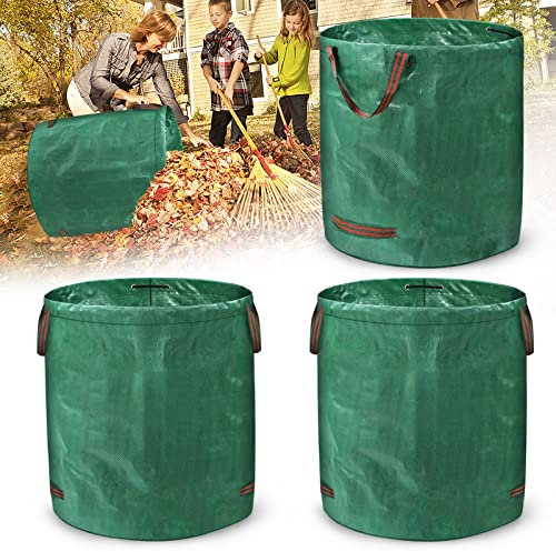 UISEBRT 3x Gartensack Gartenabfallsack 272 Liter Laubsack Selbstaufstellend Gartensäcke mit Griff Laubsäcke Stabil, Robust aus Polypropylen-Gewebe 150GSM
