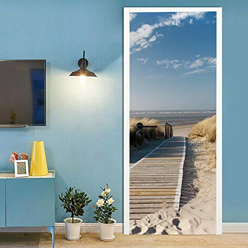 VIRANDA Türtapete Selbstklebend TürPoster - Weg zum Meer - 3D Türaufkleber Wasserfest Türfolie für Schlafzimmer Gang Tür verschönern deko 90x200cm