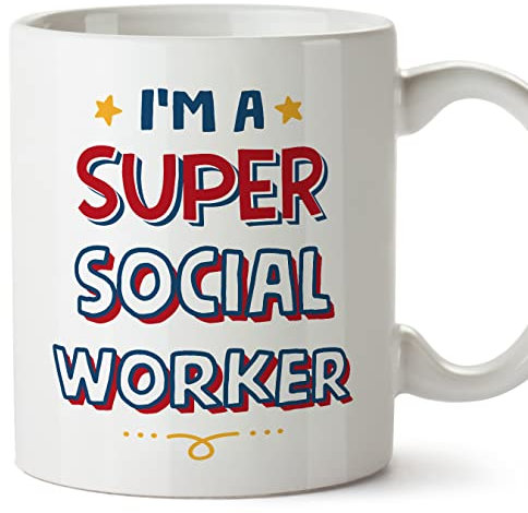MUGFFINS Tazas para TRABAJADORA SOCIAL - En Inglés - - 11 oz / 330 ml - Regalo original y divertido
